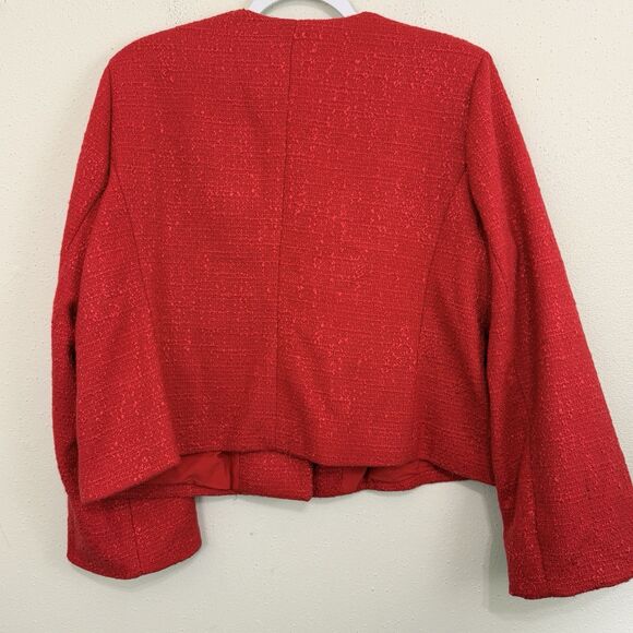 Nordstrom Rack Womens Tweed Blazer Sz Extra Large Red Textured Gold Buttons - Picture 8 of 8